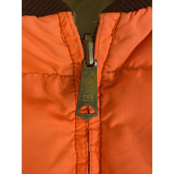 Vintage 80s Mens Reversible Hunting Puffer Vest Duck Down Kmart Neon Orange XL - Picture 4 of 12
